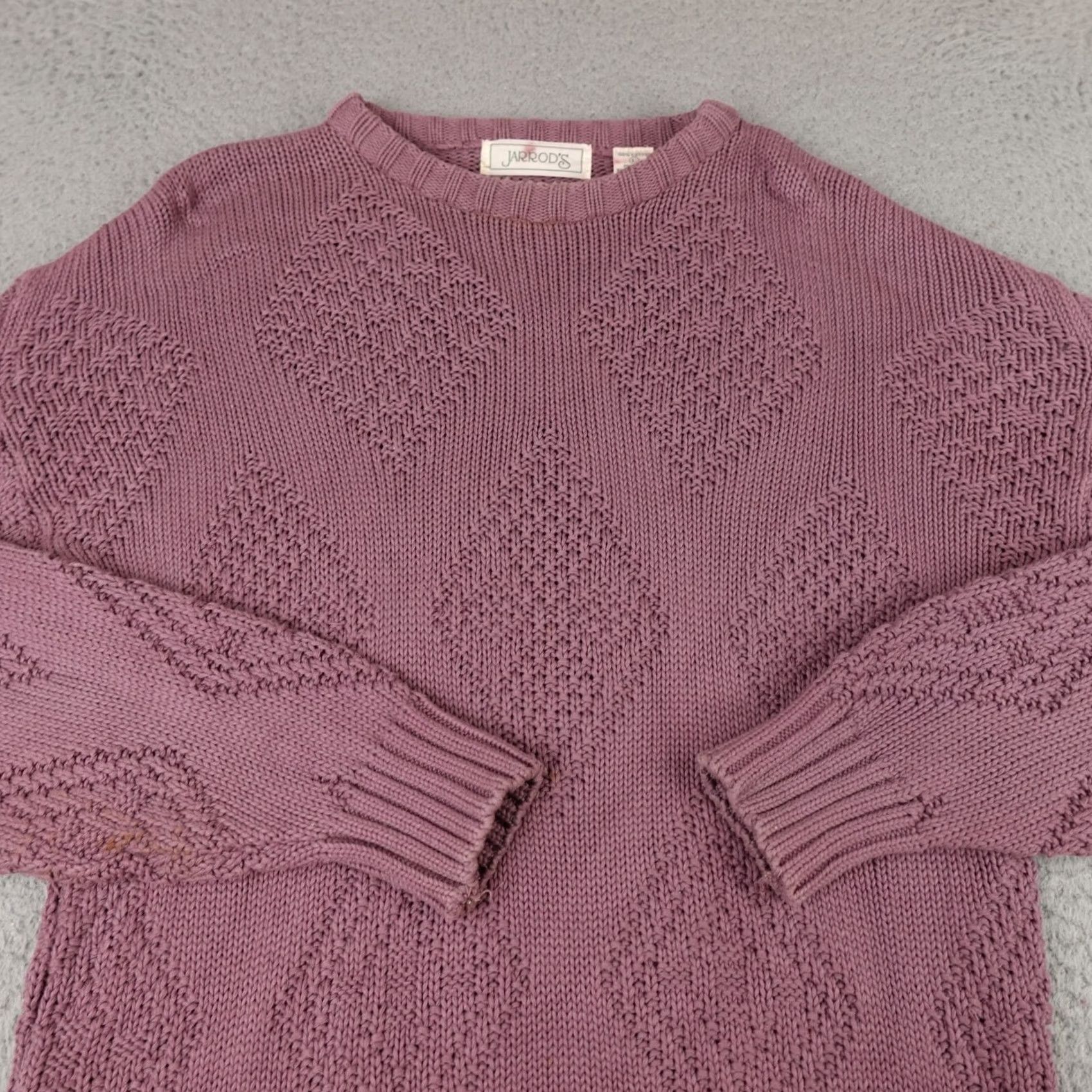 Harrods VINTAGE Jarrods Sweater Womens Large Pink Geometric Cable Knit Crewneck 90s Size L / US 10 / IT 46 - 4 Thumbnail