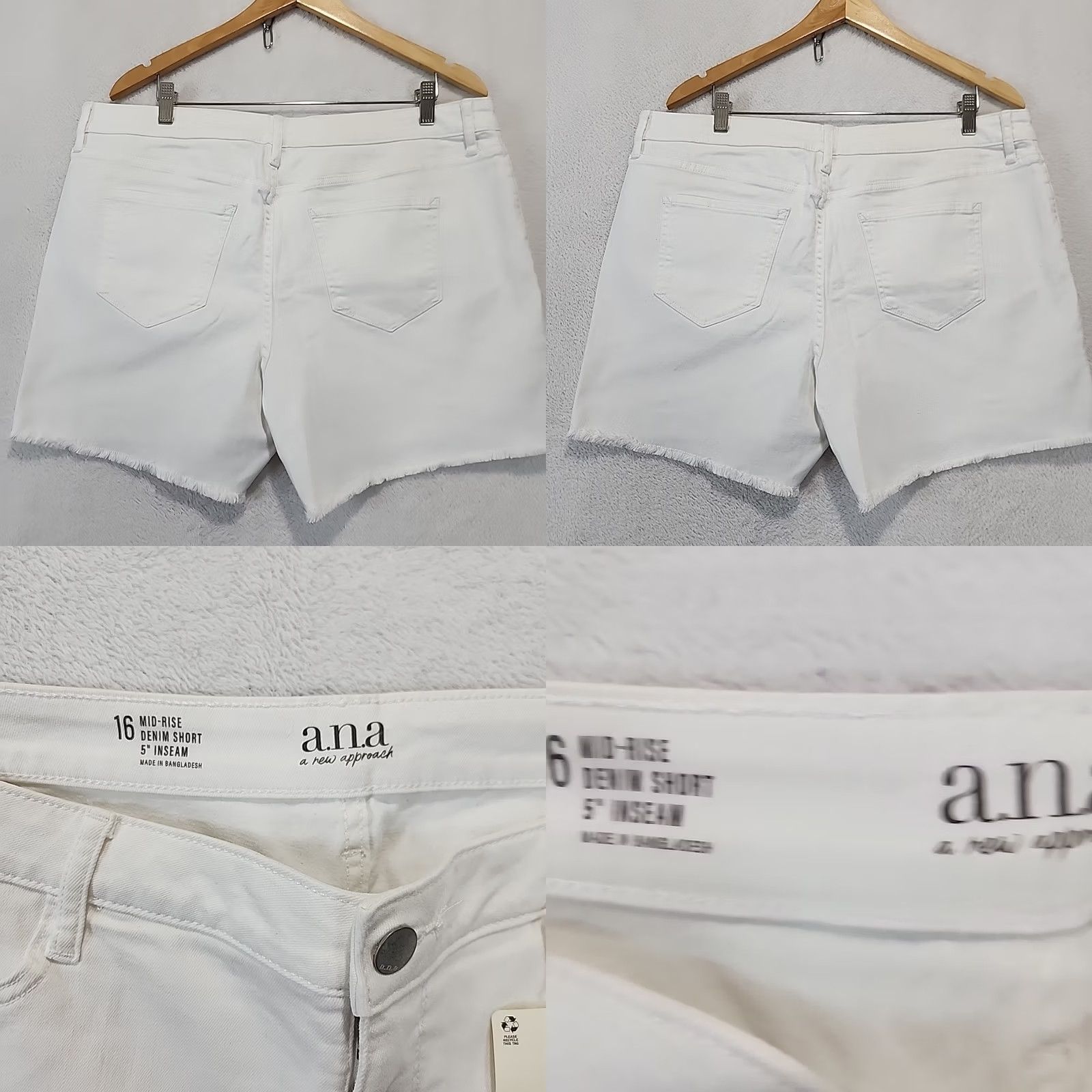 Denime a.n.a White Denim Midi Short Womens Size 16 Mid Rise 5" Inseam Flat Front 5-Pocket Rough Hem Casual Beach Womens Size 38" / US 16 / IT 52 - 9 Thumbnail