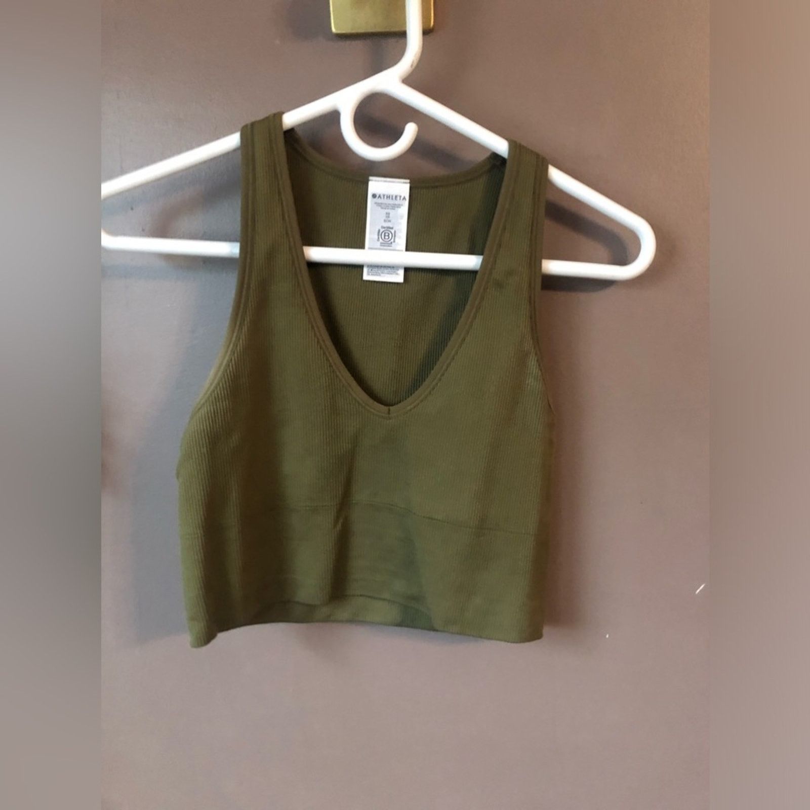 Athleta Athleta sports top bra compression ribbed in Green. Size XS / US 0-2 / IT 36-38 - 1 Thumbnail
