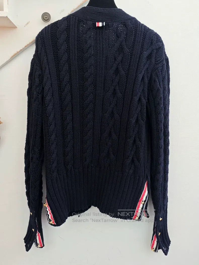 Thom Browne Thom Browne Chunky Knit Sweater Jacket, Dark Blue Size US XS / EU 42 / 0 - 3 Thumbnail