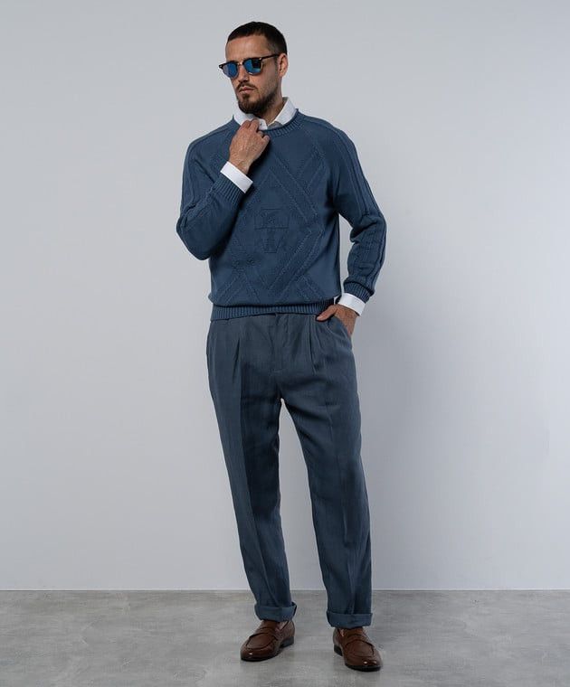 Brunello Cucinelli o1w1db10925 Sweater in Blue Size US M / EU 48-50 / 2 - 2 Thumbnail