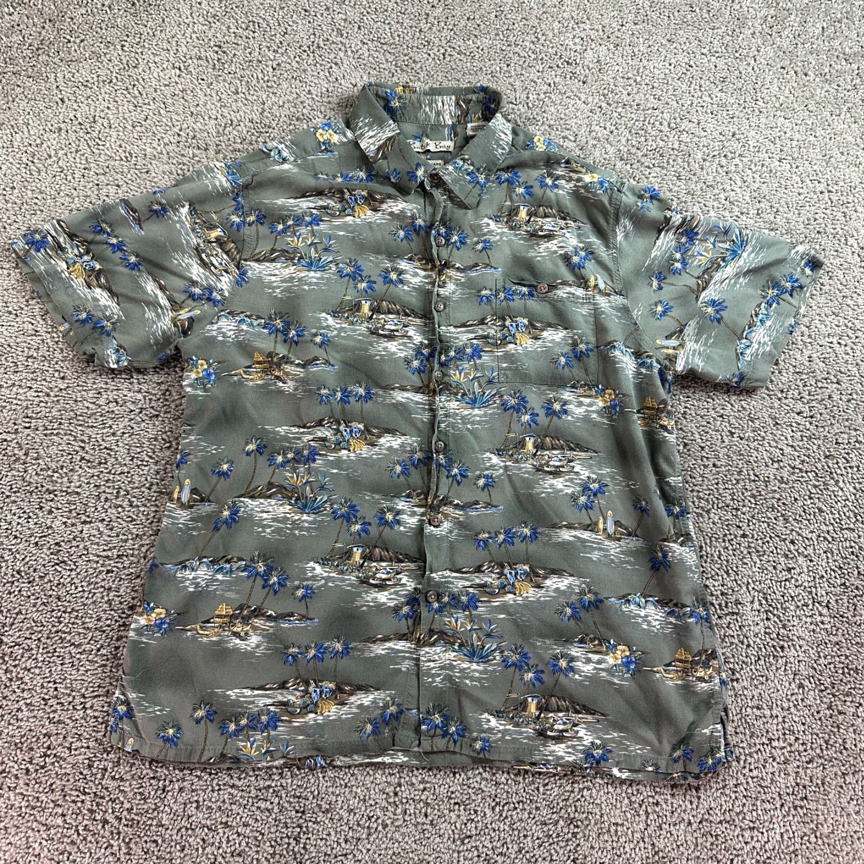 Vintage VINTAGE Batik Bay Button-Up Shirt Mens XL Green Palm Island Rayon Short Sleeve Graphic Print Hawaiian Collared Button Up Category: Shirt Size US XL / EU 56 / 4 - 2 Thumbnail