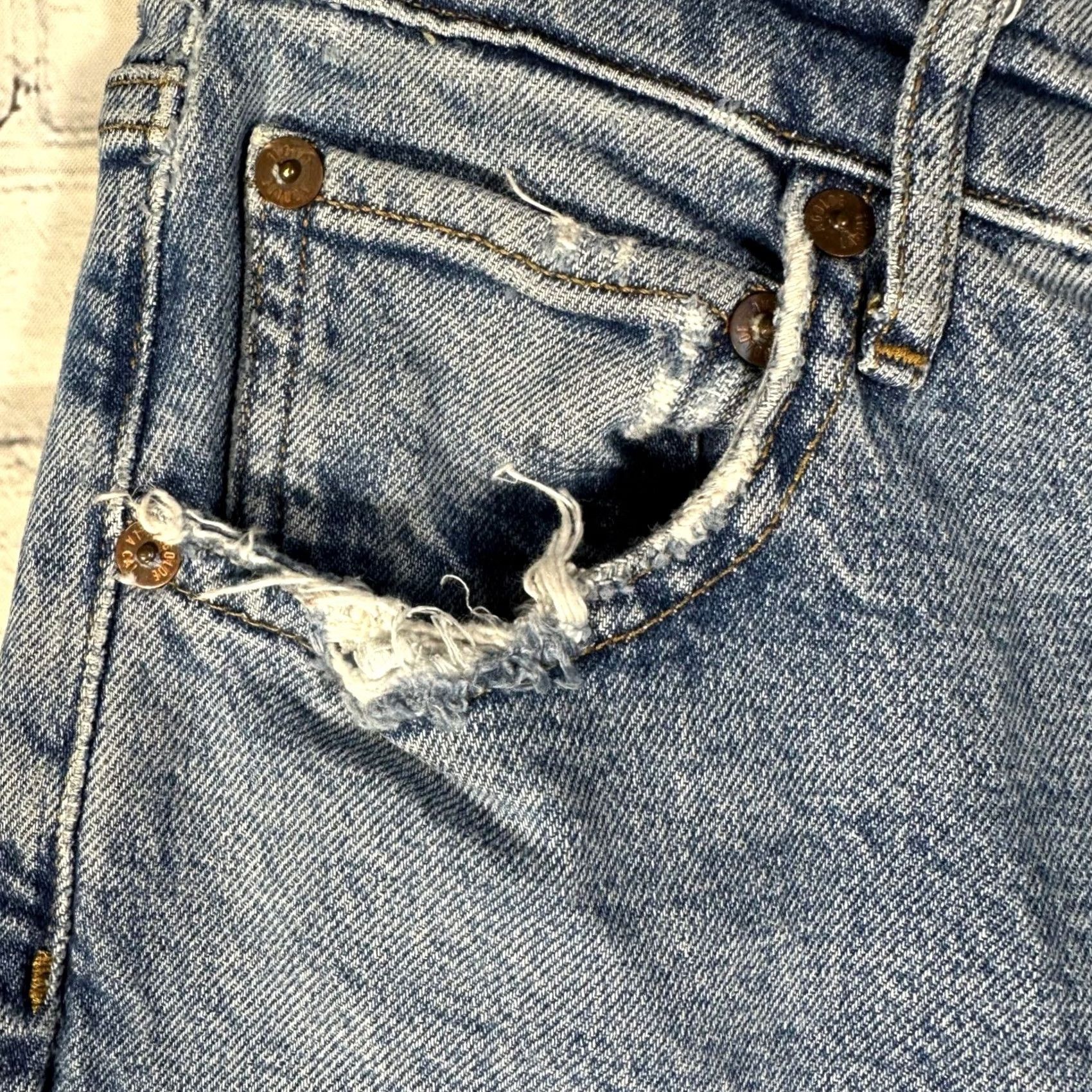 Agolde AGOLDE Jeans Womens 27 High Rise Riley Long Blue Jeans Button Fly Distressed 5-Pocket Denim Straight High Rise Womens Jeans Size 27" / US 4 / IT 40 - 6 Thumbnail