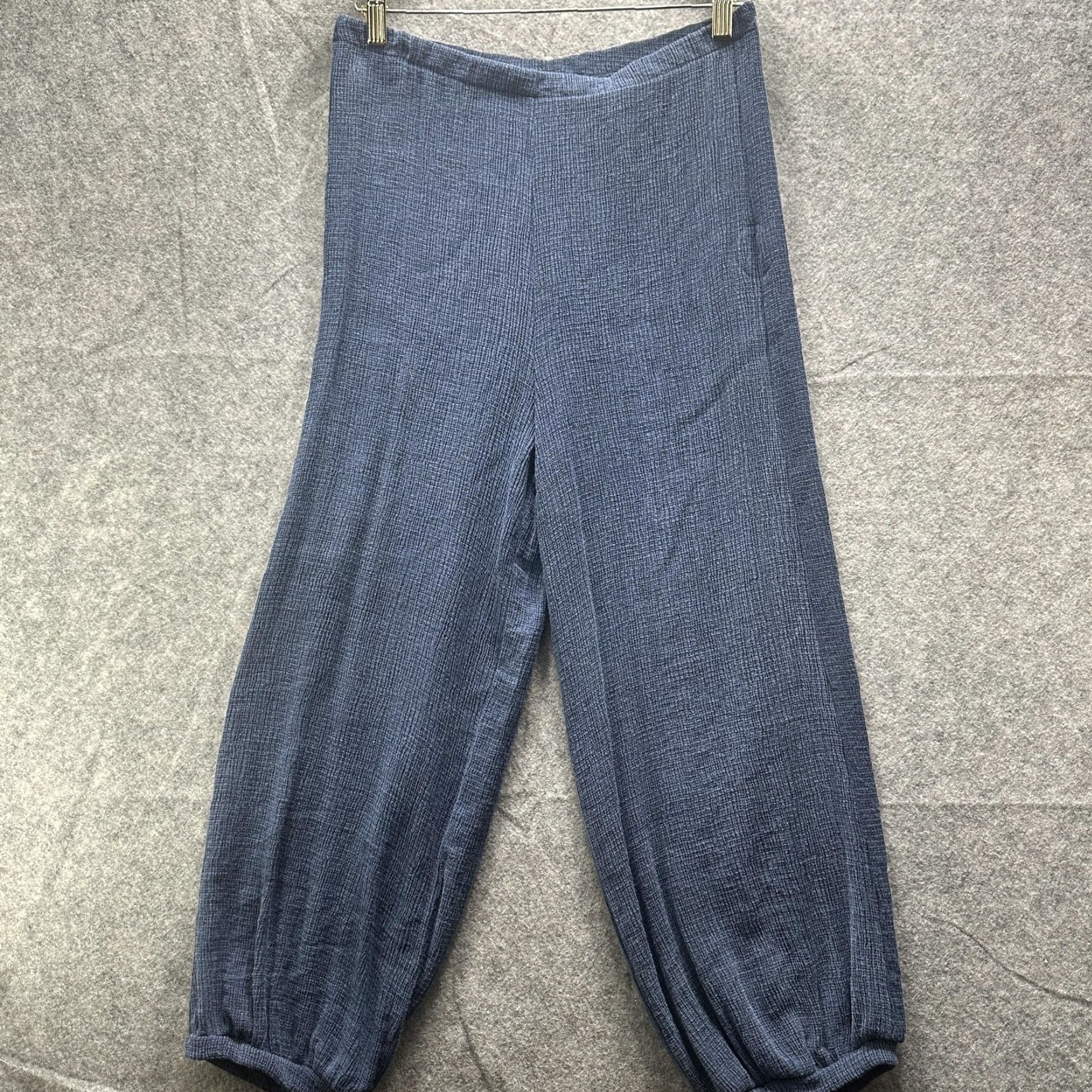 Vintage Bryn Walker Pants Womens Small Blue Textured Knit Jogger Cuffed Pull On USA Size 28" / US 6 / IT 42 - 2 Thumbnail