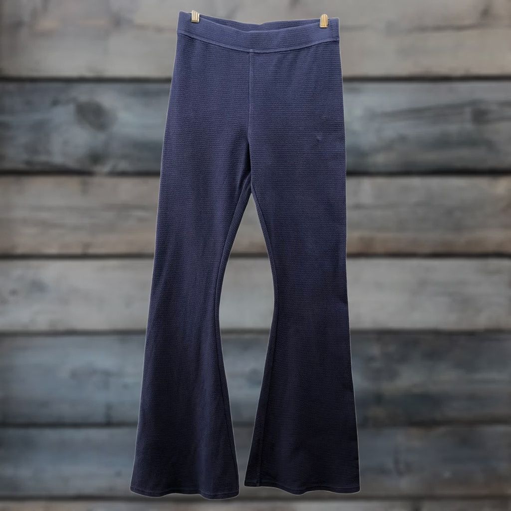 Vintage Offline Aerie High Rise Flare Yoga Pants Womens L Blue Textured Sweatpants Size 36" / US 14 / IT 50 - 1 Thumbnail