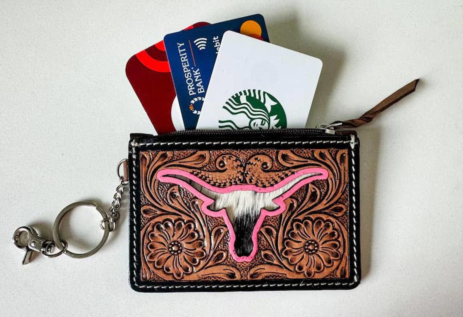 Other Bow Turquoise Tooled Leather Keychain Wallet Size ONE SIZE - 3 Thumbnail