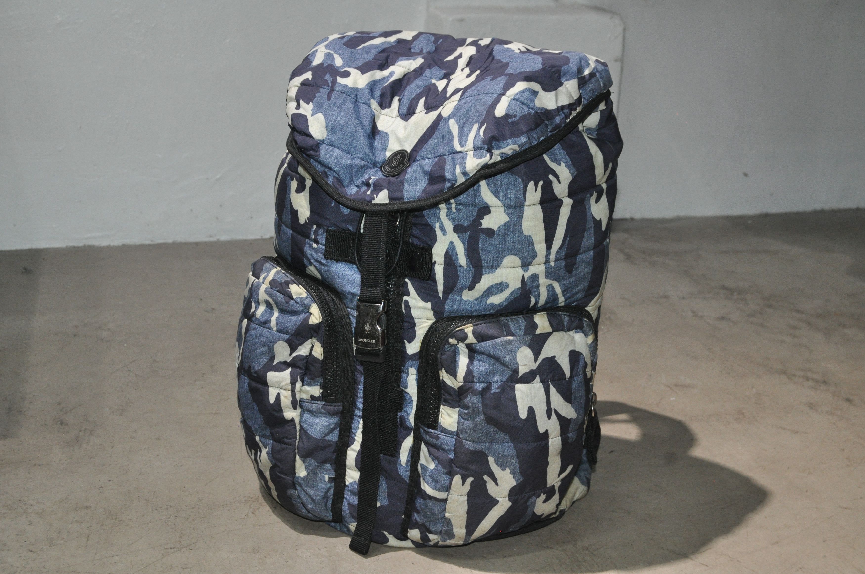 Moncler Green Backpack with Logo Patch on the Front and Two