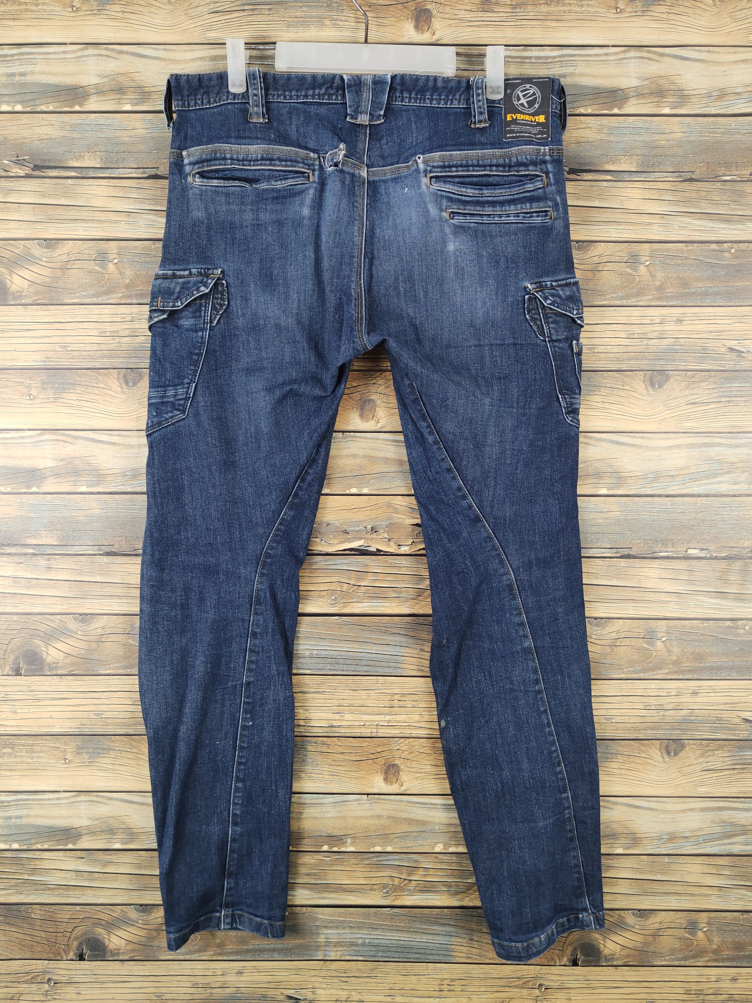 Japanese Brand Evenriver Distressed Ripped denim cargoJeans #W1989 Size 32" / US 10 / IT 46 - 7 Thumbnail