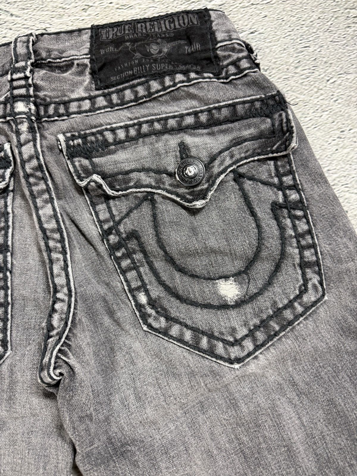 True Religion True Religion jeans grey black thick stitching Billy bootcut Size US 29 - 6 Thumbnail