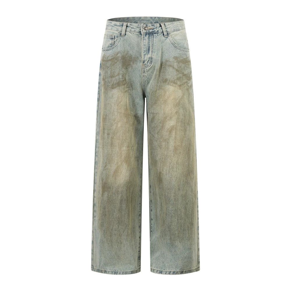 Vintage Men's vintage loose wide-leg washed distressed dirty jeans Size US 32 / EU 48 - 1 Thumbnail