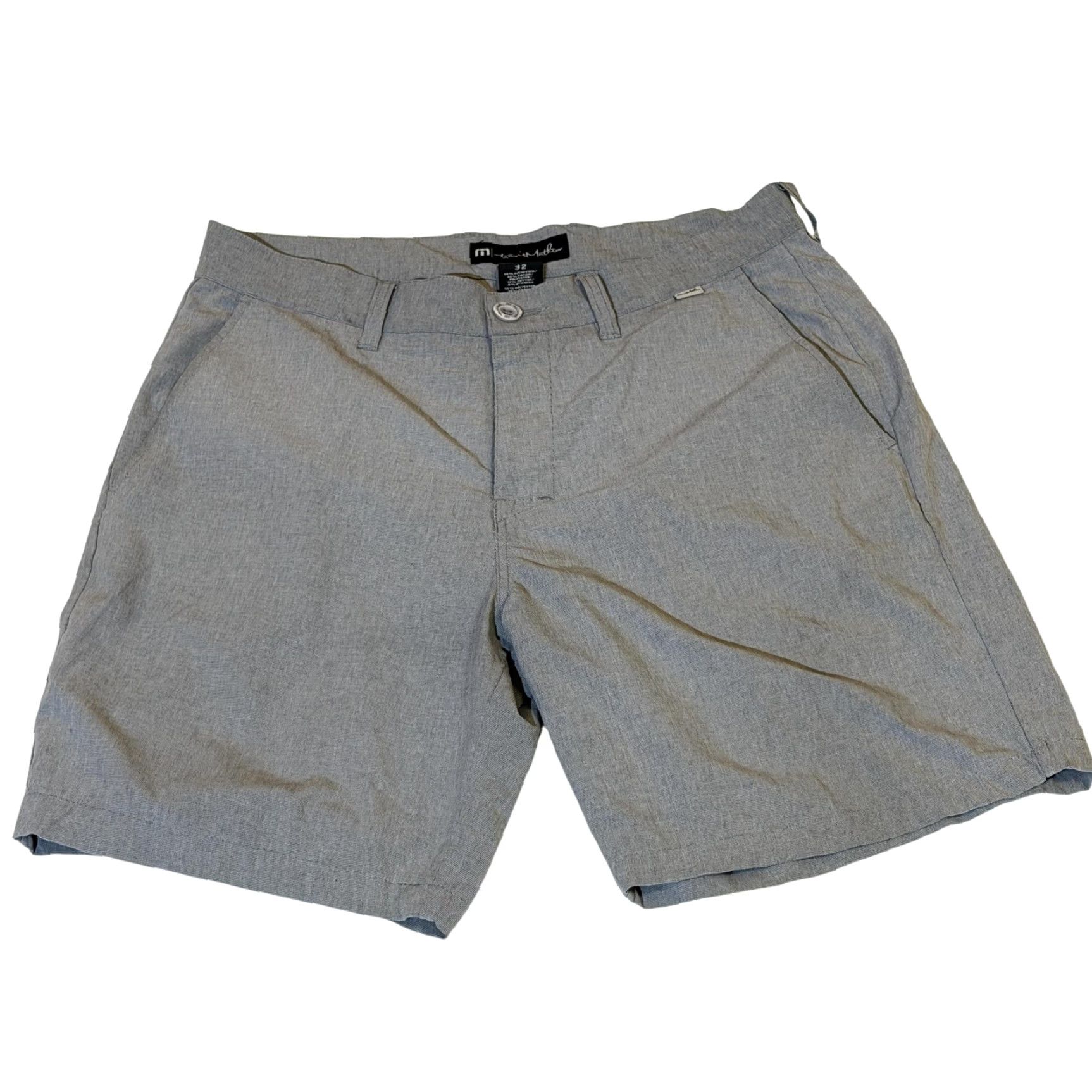 TravisMathew TravisMathew Shorts Mens 32 Gray Golf Stretch Performance Micro Check Pattern Size US 32 / EU 48 - 2 Thumbnail