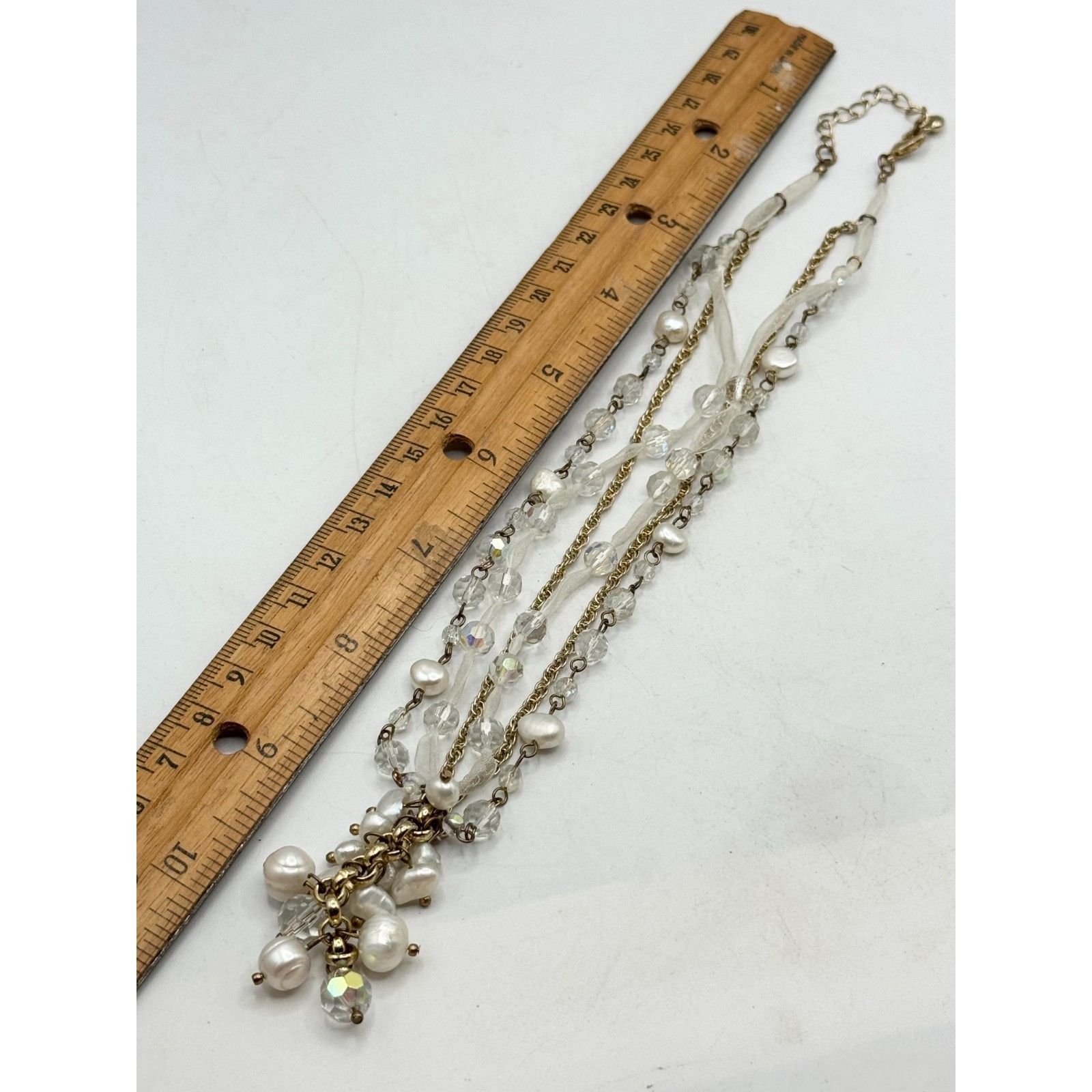 Vintage Vintage Crystal Pearl beaded drop dangle necklace Size ONE SIZE - 6 Thumbnail