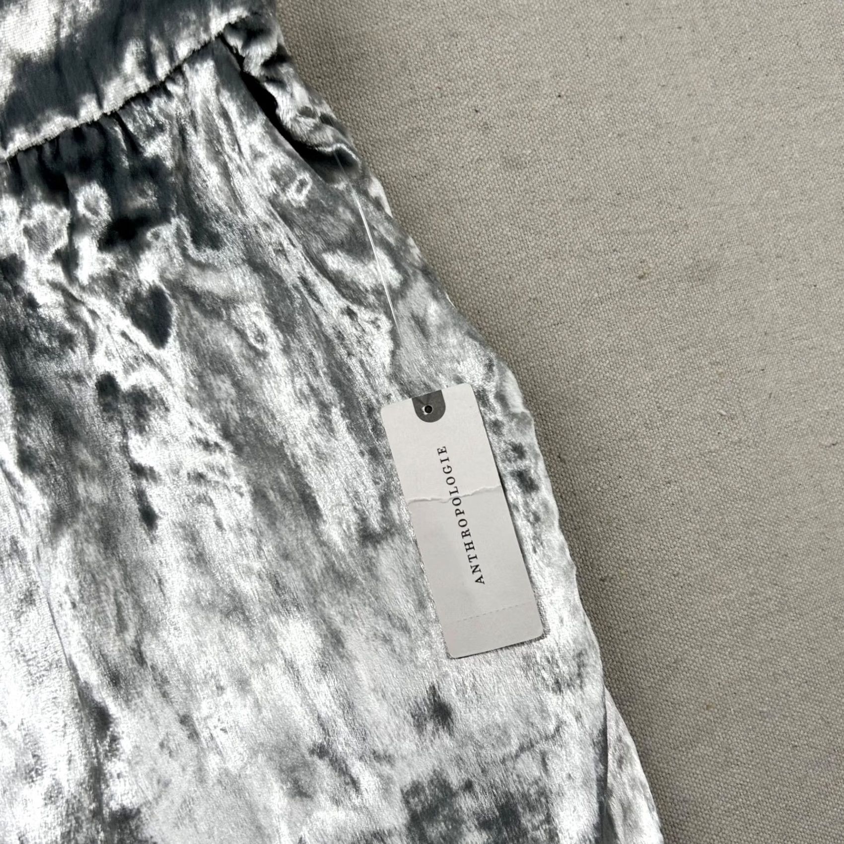 Anthropologie VINTAGE Anthropologie Maeve Pants Womens L Anastacia Velvet Wide Leg High Rise Silver Size 36" / US 14 / IT 50 - 6 Thumbnail