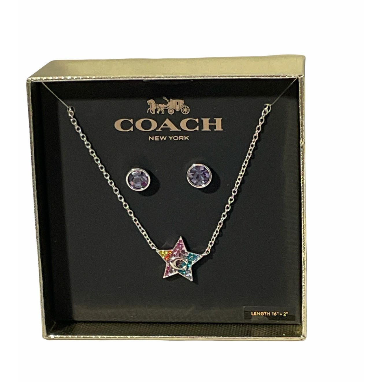 Coach COACH Star Necklace and Stud Earrings Set, 16" + 2" extender Size ONE SIZE - 4 Thumbnail
