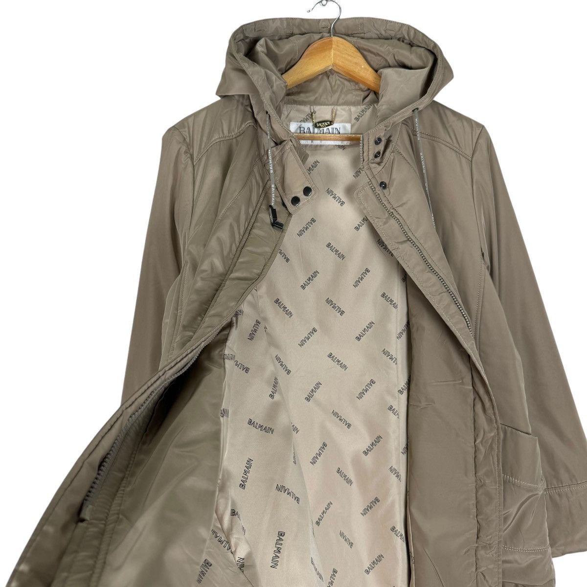 Balmain 🌟BALMAIN HOODIE MONOGRAM INSIDE LONG COAT JACKET Size L / US 10 / IT 46 - 7 Thumbnail
