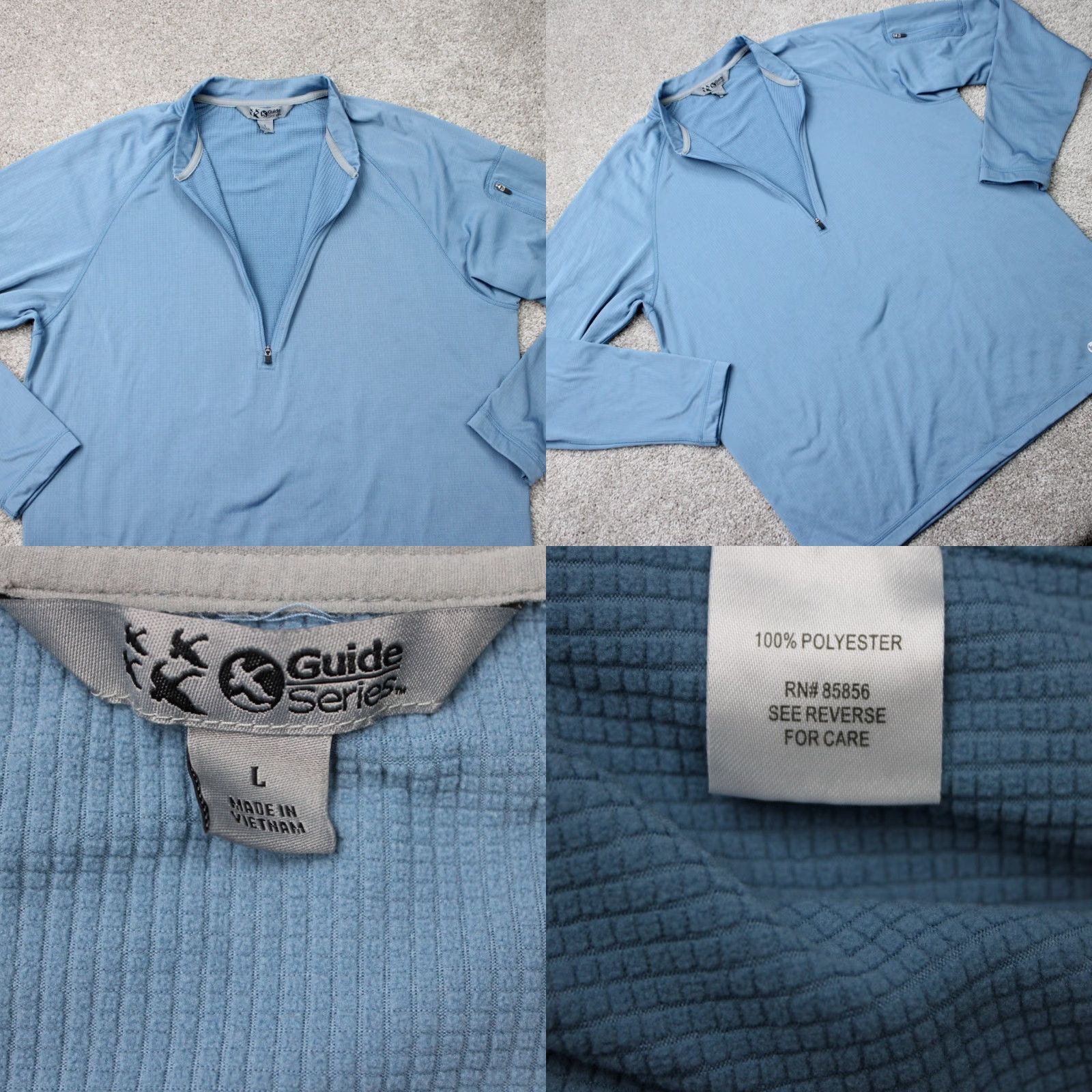 Vintage Cabela's Sweatshirt Mens Large Blue 1/4 Zip Pullover Polyester L/S Shirt Size US L / EU 52-54 / 3 - 8 Thumbnail