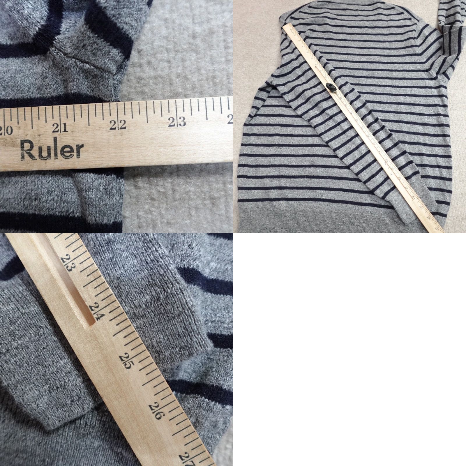 J.Crew J.Crew Sweater XL Gray Striped Rugged Cotton Crew Neck Men Pullover Knit Wool Tight-Knit Classic Crewneck Size US XL / EU 56 / 4 - 8 Thumbnail