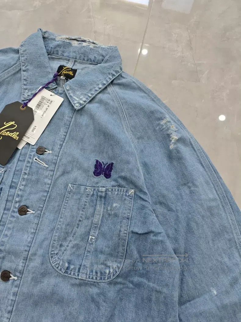 Needles Needles Embroidered single row long sleeve denim jacket Size US L / EU 52-54 / 3 - 4 Thumbnail