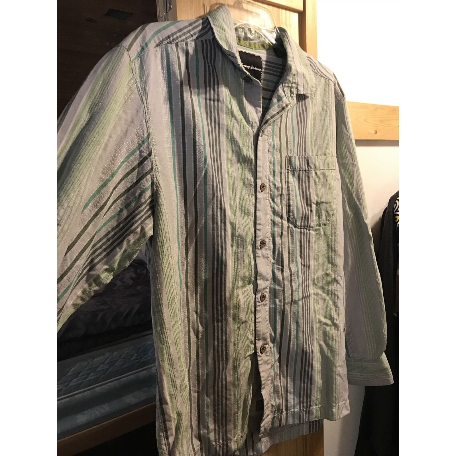 Tommy Bahama Tommy Bahama Mens M Striped Silk Blend Button Hawaiian Shirt Size US M / EU 48-50 / 2 - 3 Thumbnail
