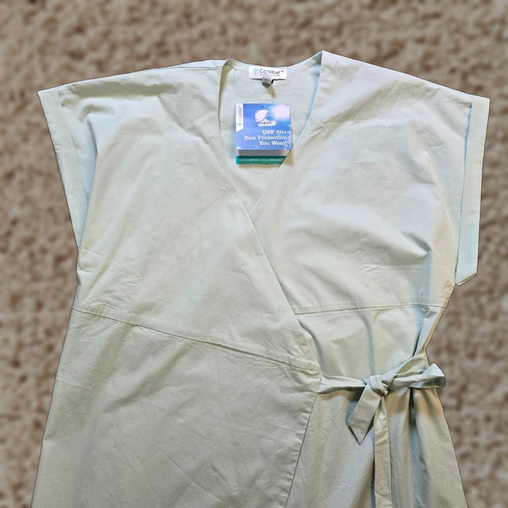 Vintage Coolibar Dress Womens XL Green Wrap Sunny Isles Short Sleeve UPF Casual Dress Shirt Size 40" / US 18 - 1 Thumbnail