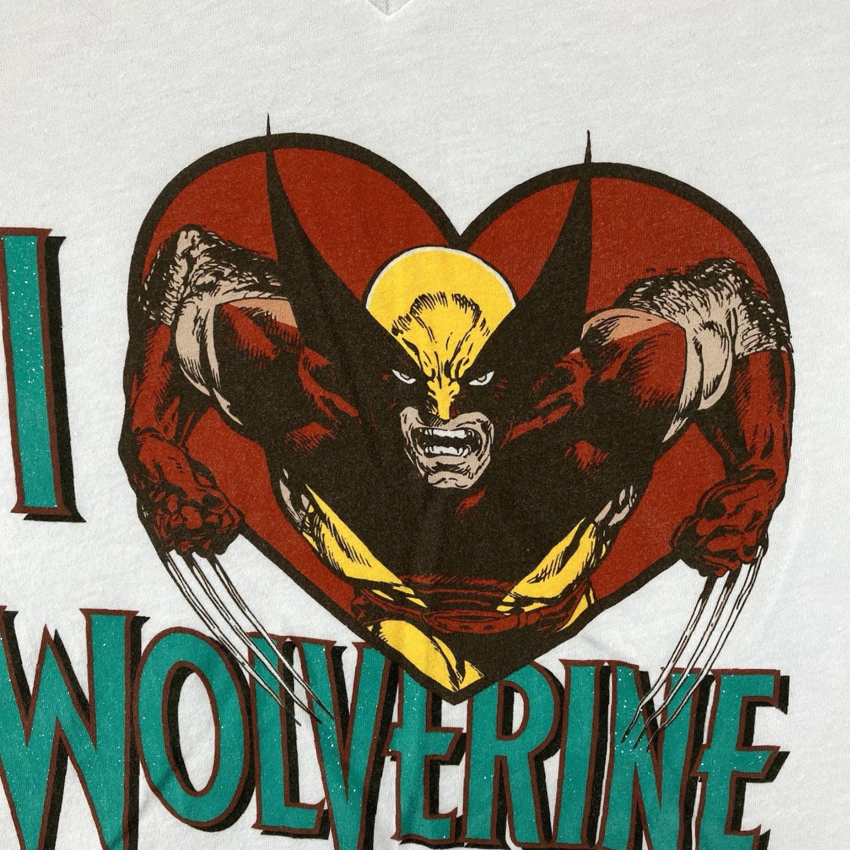 Vintage VINTAGE Marvel Wolverine T-Shirt Women XL Cotton Blend Heart Graphic Casual Sleeves 60s Retro Glitter Size XL / US 12-14 / IT 48-50 - 6 Thumbnail