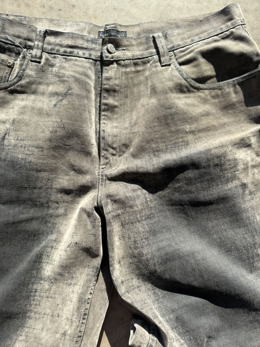 Enyce Crazy Y2k Enyce Velvet Velour Waxed Denim Pants Opium Rare Size US 36 / EU 52 - 2 Thumbnail