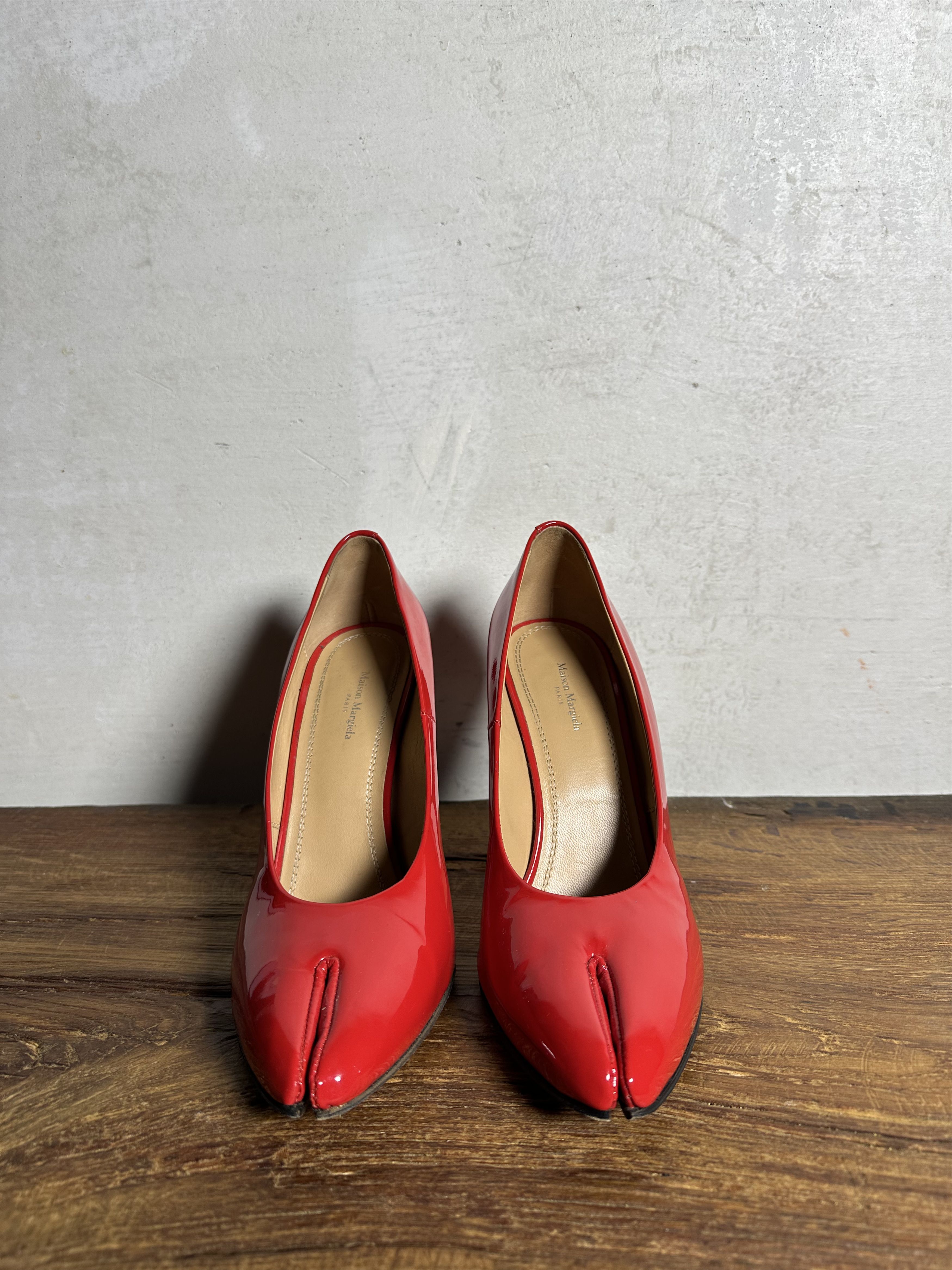 Maison Margiela Maison Margiela Red Tabi 110mm Patent Leather Pumps Size US 9 / IT 39 - 11 Thumbnail