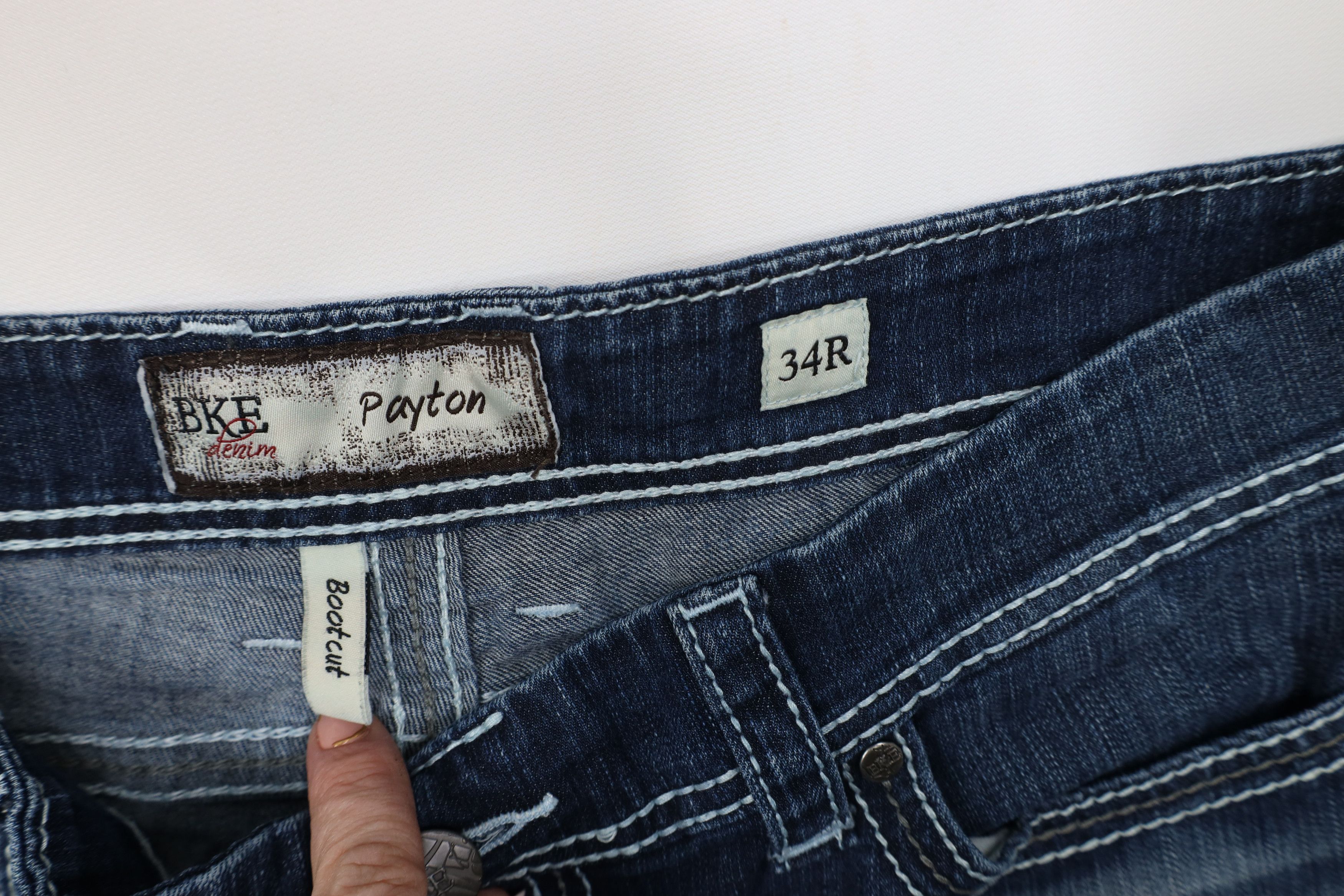 Vintage Buckle BKE Thick Stitch Payton Bootcut Flared Jeans Stretch Size 34" / US 12 / IT 48 - 8 Thumbnail