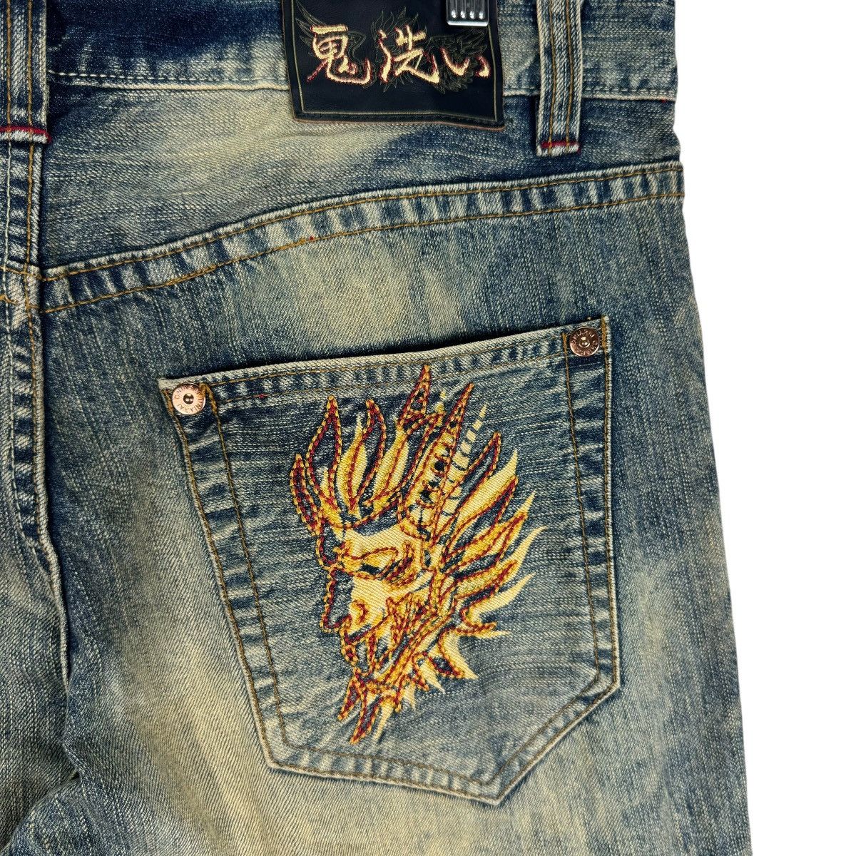 Japanese Brand ❄️ONIARAI JAPAN BOMB PATCHWORK DENIM JEANS FLARE PANTS Size US 34 / EU 50 - 5 Thumbnail