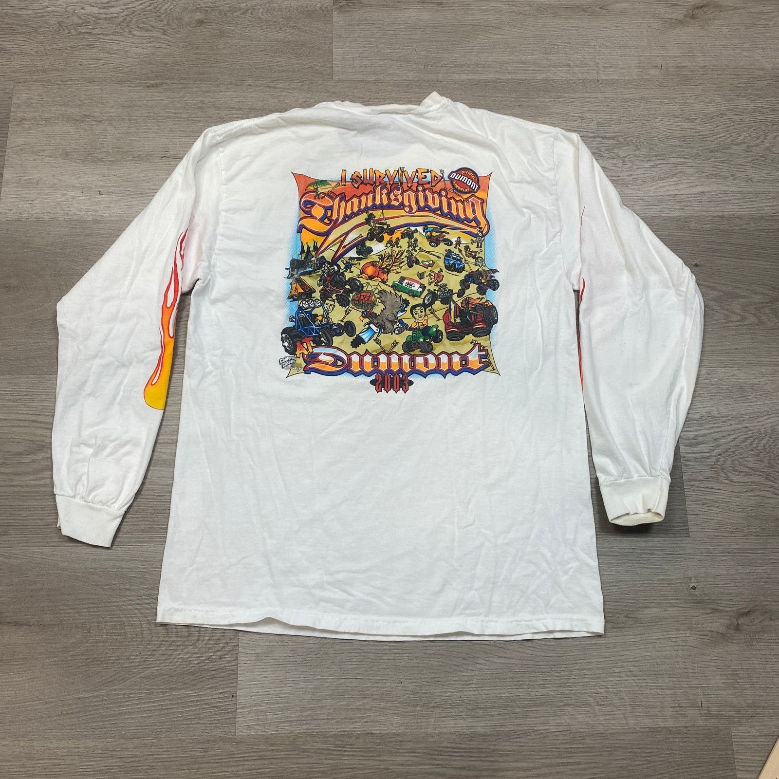 Hanes Vintage Y2K I Survived Dumont Thanksgiving Flame Shirt L Size US L / EU 52-54 / 3 - 2 Thumbnail