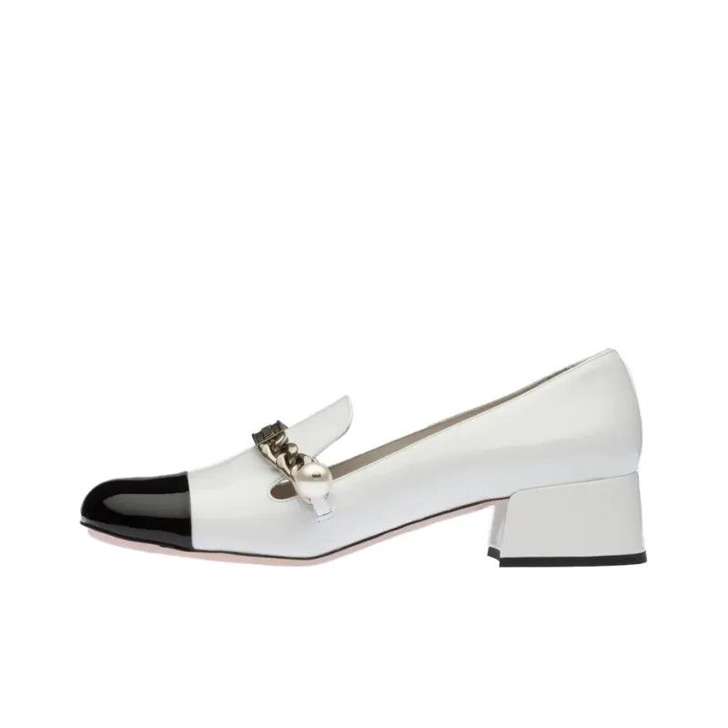 Miu Miu o1la1rc1a0724 Loafer Pump in Black/White Size US 10 / IT 40 - 2 Thumbnail