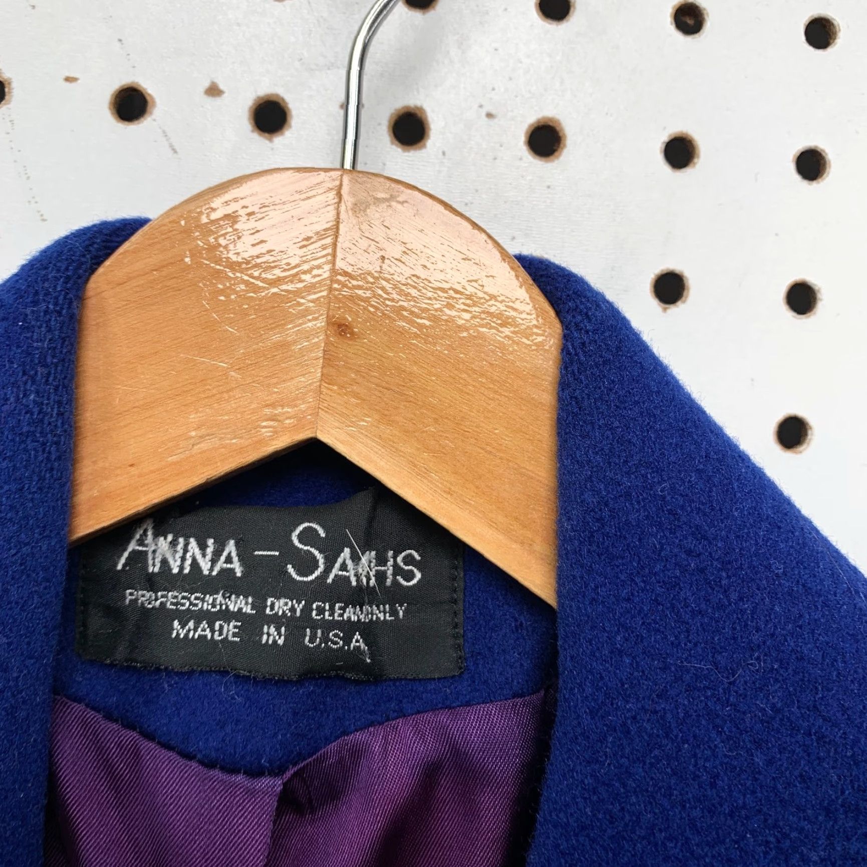 Vintage VINTAGE Anna Sachs Wool Overcoat Blue Attached Scarf USA Women XL Long Coat Size XL / US 12-14 / IT 48-50 - 3 Thumbnail