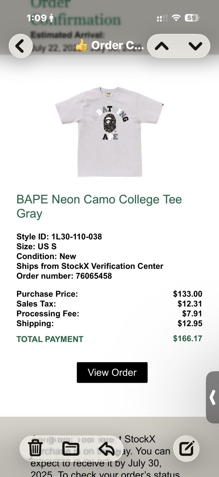 Bape BAPE Neon Camo College Tee Gray Size US S / EU 44-46 / 1 - 6 Thumbnail