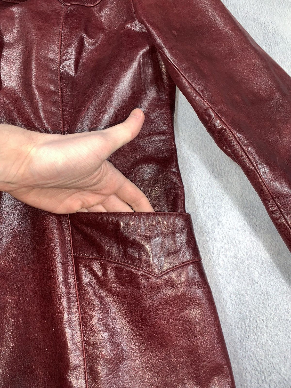 Leather × Vintage Vintage 90s Opium Elongated Leather blazer Jacket size M Size M / US 6-8 / IT 42-44 - 8 Thumbnail