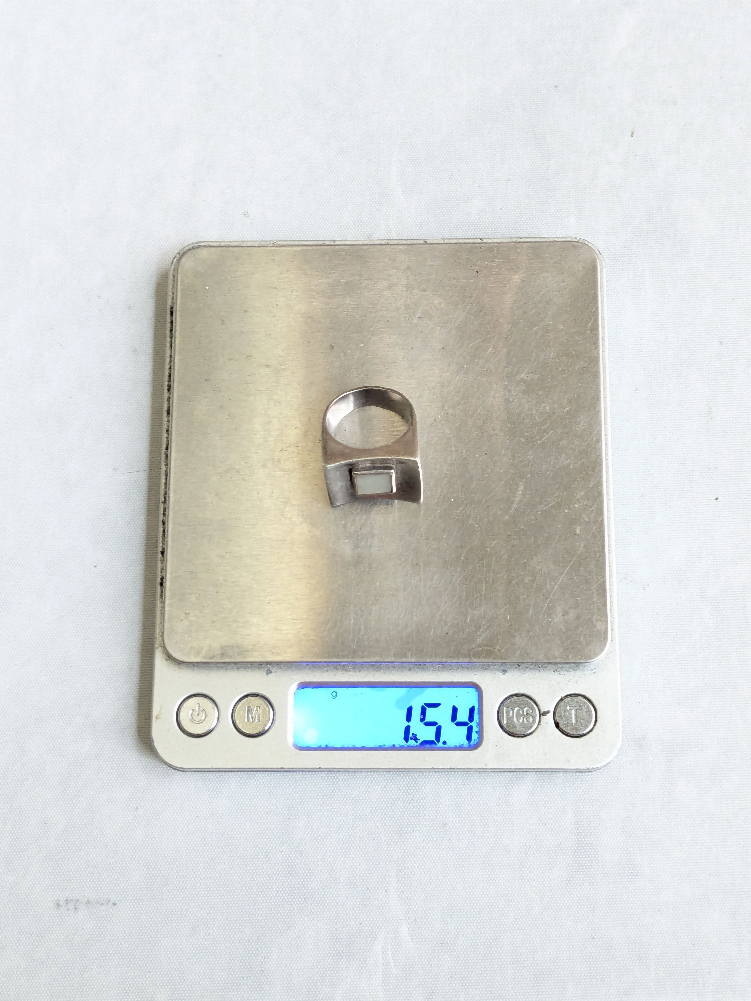 Jewelry Vintage Sterling Silver Ring MOP Square Hollow Cocktail Size ONE SIZE - 13 Thumbnail