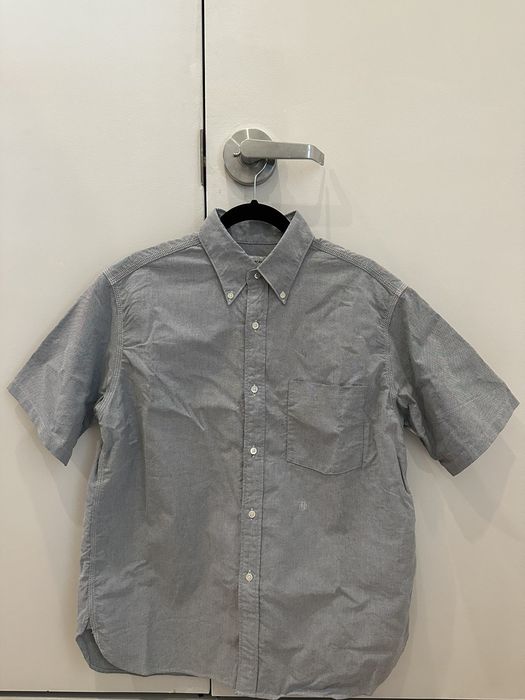 Nanamica Button-Down Short Sleeve Wind Shirt (Grayish Navy) | Grailed