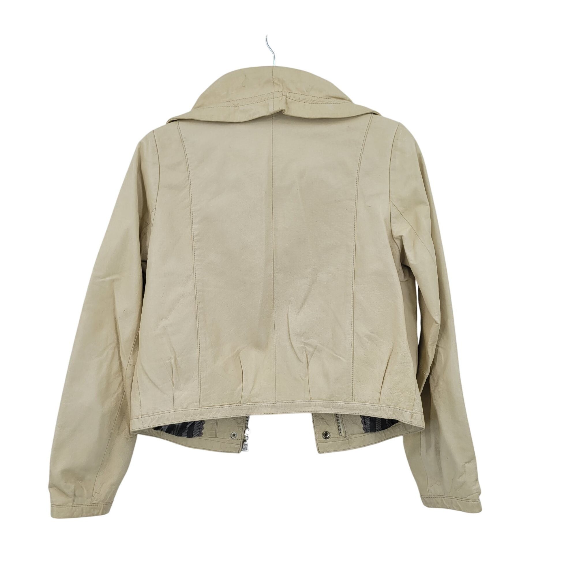 Danier 90s Vintage Ruffle Collar Buttery Leather Jacket Coat XS Cre Size XS / US 0-2 / IT 36-38 - 10 Thumbnail