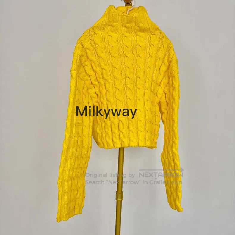 Balenciaga Balenciaga Short Cable Knit Sweater XS Yellow Size XS / US 0-2 / IT 36-38 - 8 Thumbnail