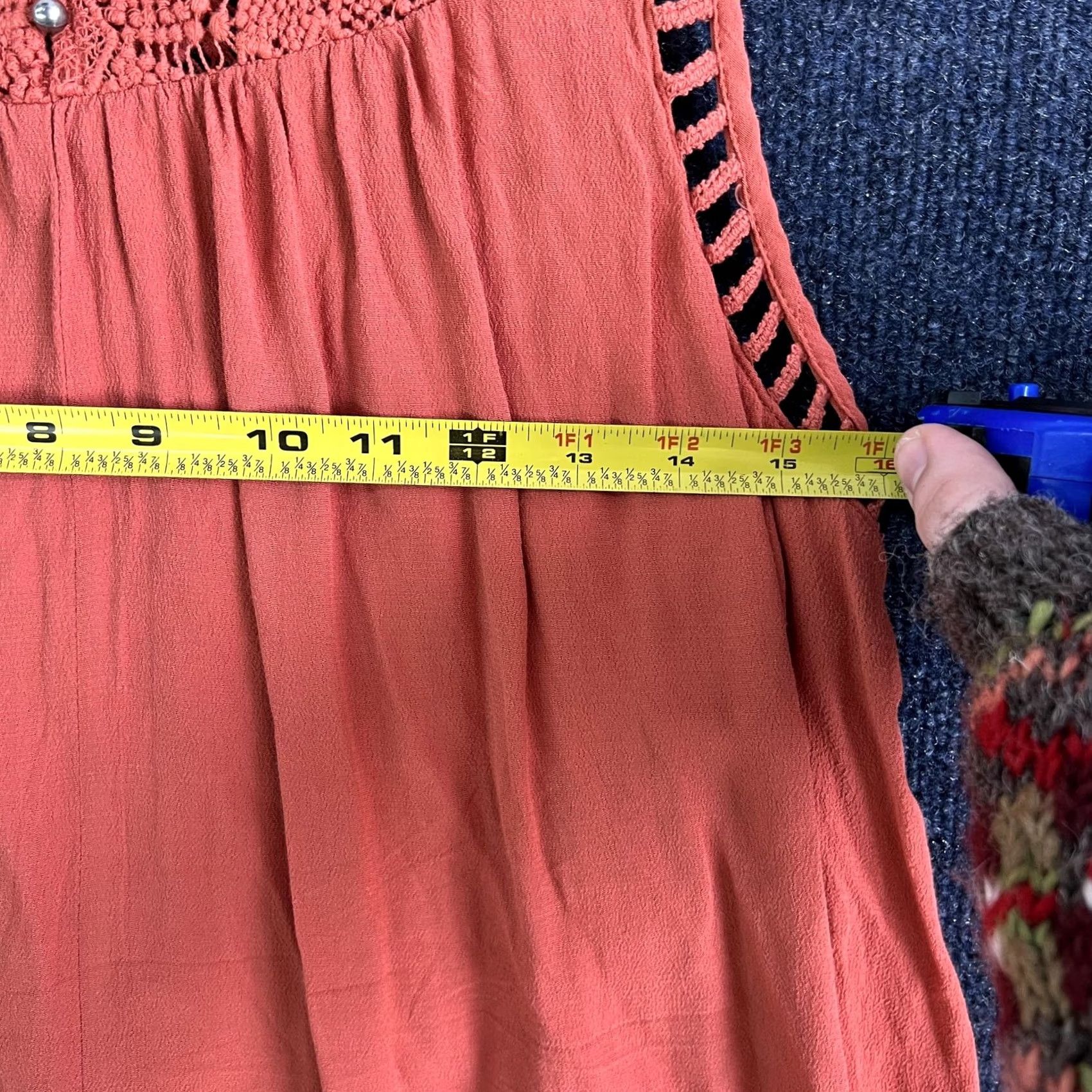 Vintage Altar'd State Dress Womens Large Orange Crochet Lace Sleeveless Swing Sundress Size L / US 10 / IT 46 - 6 Thumbnail
