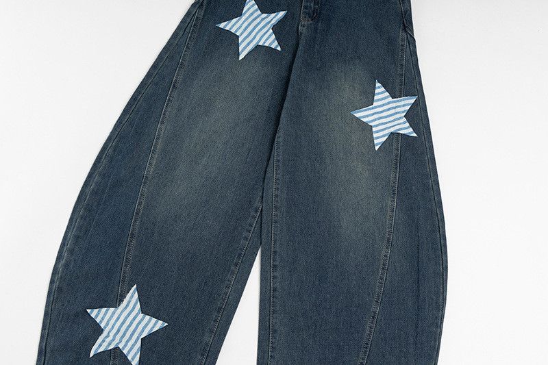 Jean American high street patchwork star scimitar jeans Size US 32 / EU 48 - 3 Thumbnail