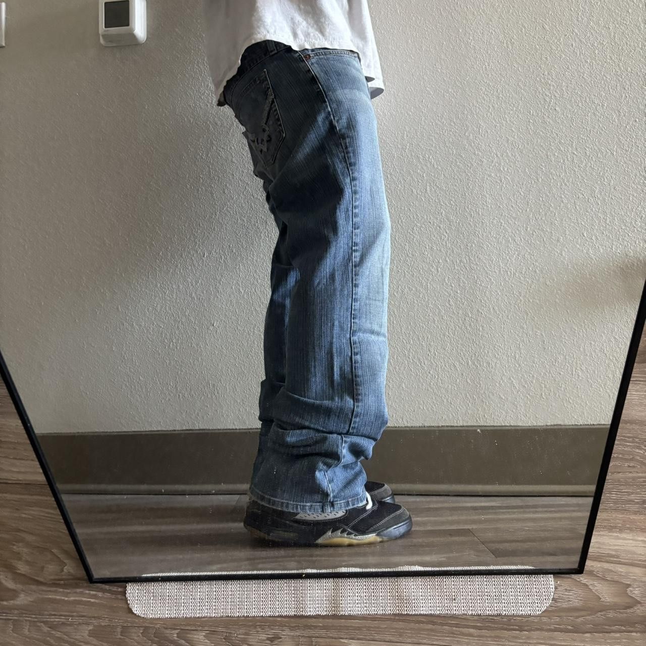 Japanese Brand Crazy Vintage Y2K/2000s Grunge Faded Dark Wash Bootcut Denim Jeans! 32x32 Size US 32 / EU 48 - 2 Thumbnail
