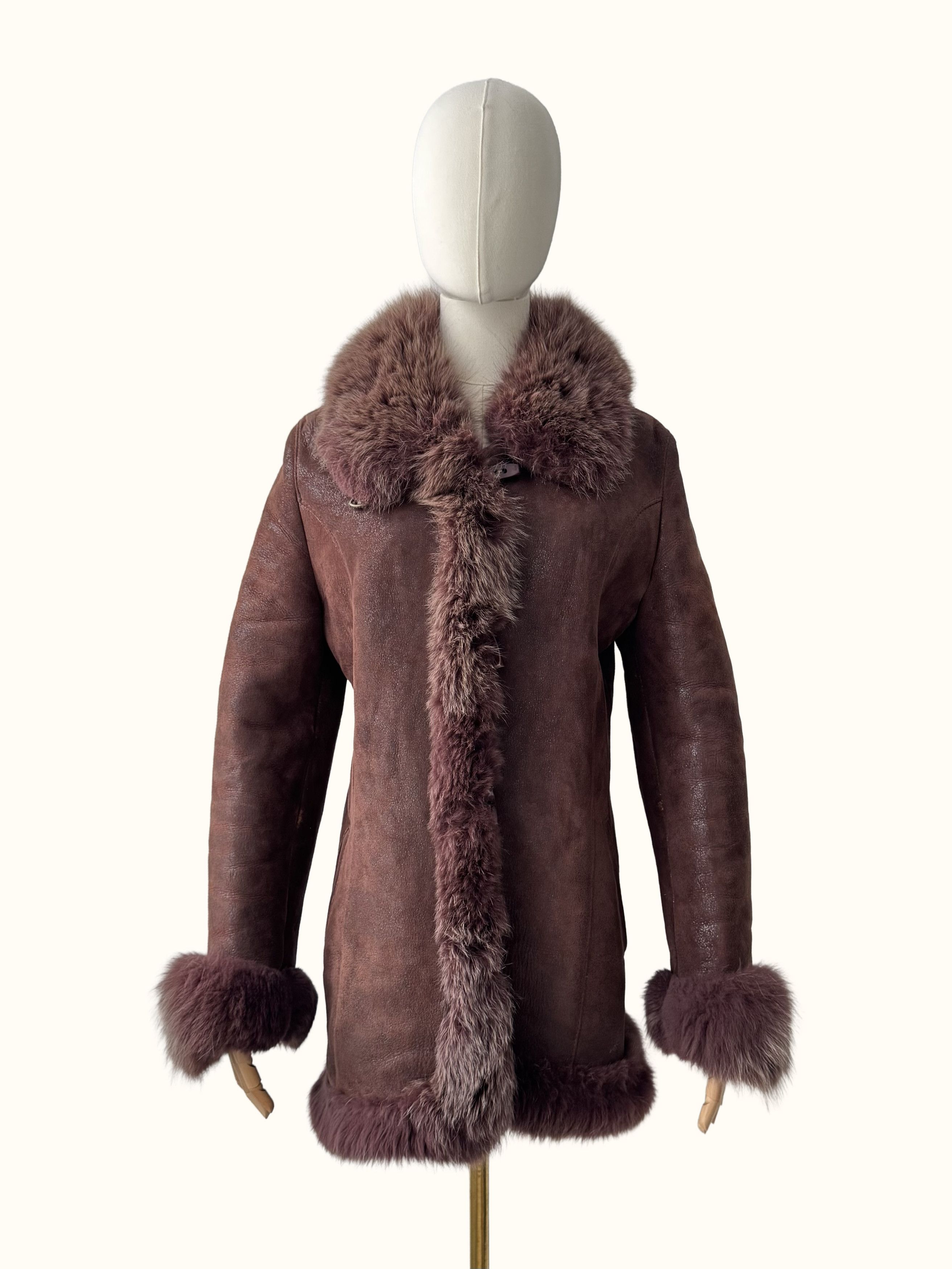 Vintage Vintage Real Sheepskin Coat With Real Fur (B250)D15E2 Size M / US 6-8 / IT 42-44 - 1 Thumbnail