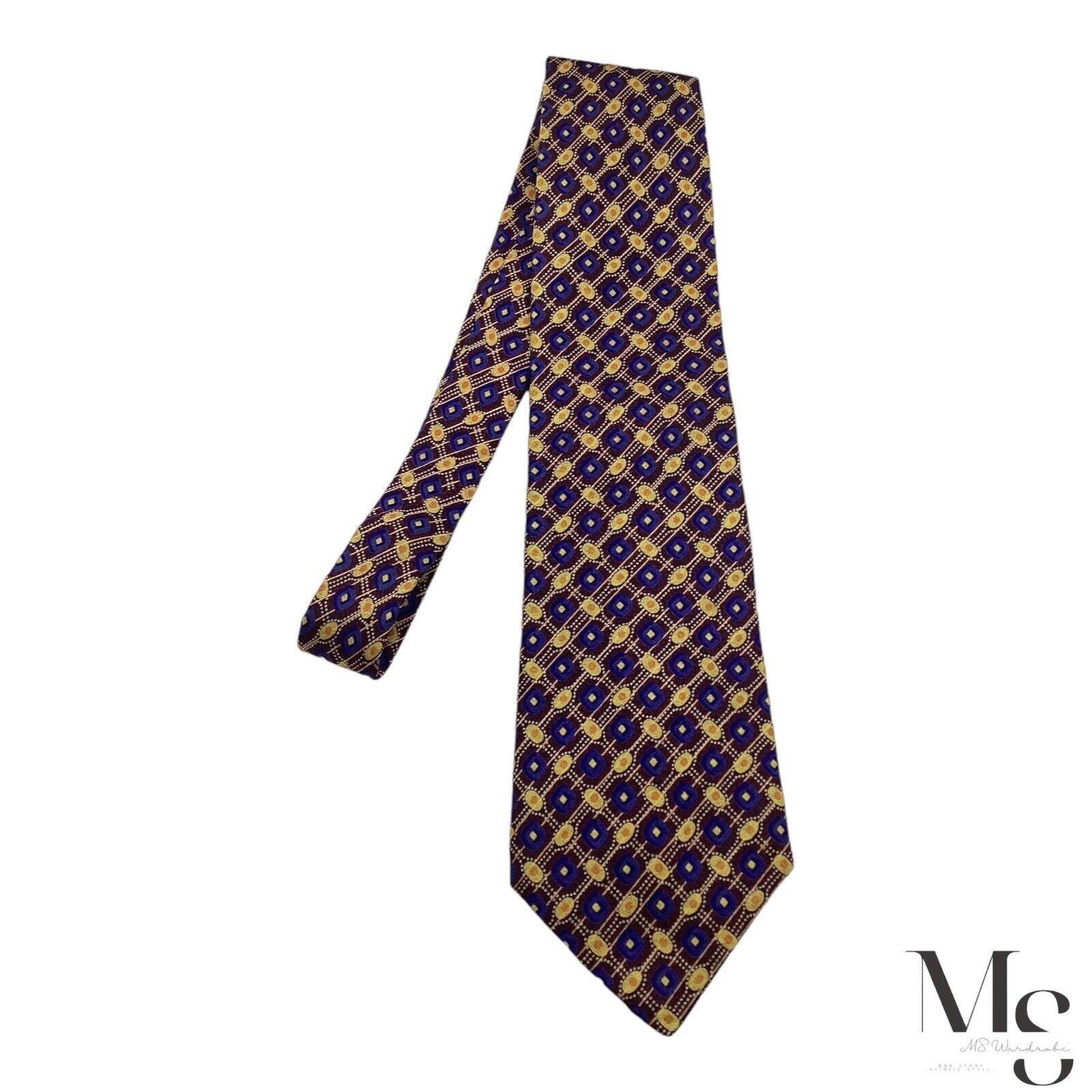 Robert Talbott ROBERT TALBOTT Brown Blue & Gold Geometric Silk Tie Printed Size ONE SIZE - 6 Thumbnail