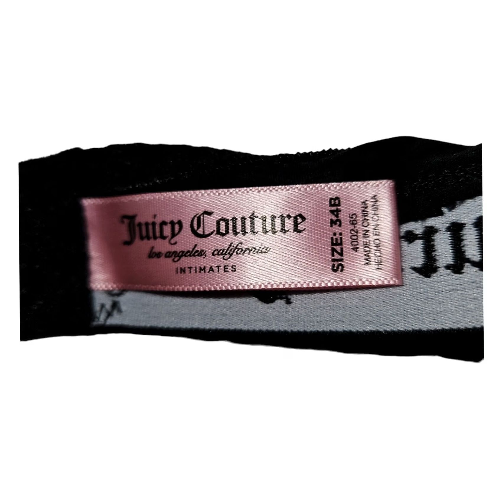 Juicy Couture Juicy Couture Bra Women's 34B Black Underwire Padded Logo Adjustable Straps Size ONE SIZE - 2 Thumbnail