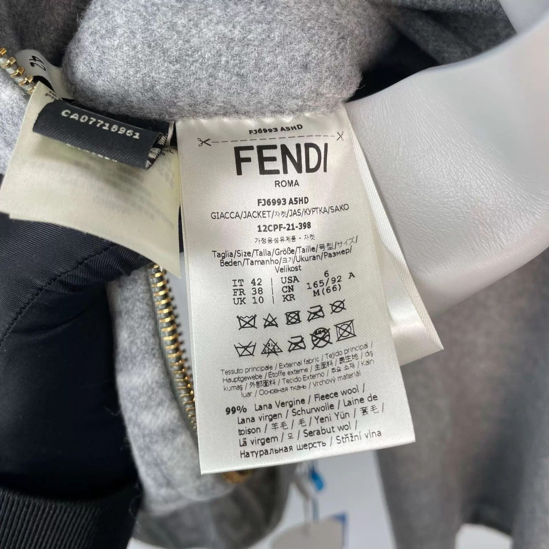 Fendi Fendi 98 New Gray Allover Prnt Dbl Wool Coat 42 Size M / US 6-8 / IT 42-44 - 7 Thumbnail