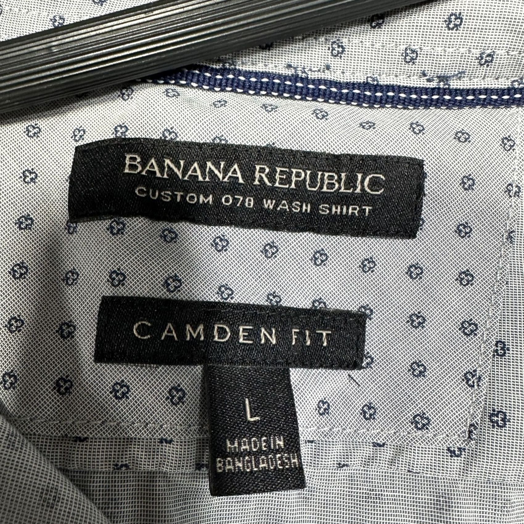 Banana Republic Banana Republic Shirt Mens L Camden Fit Blue Print Cotton Custom Wash Button Long Sleeve Collared Geometric Pattern Button-Up Vintage No Size US L / EU 52-54 / 3 - 8 Thumbnail