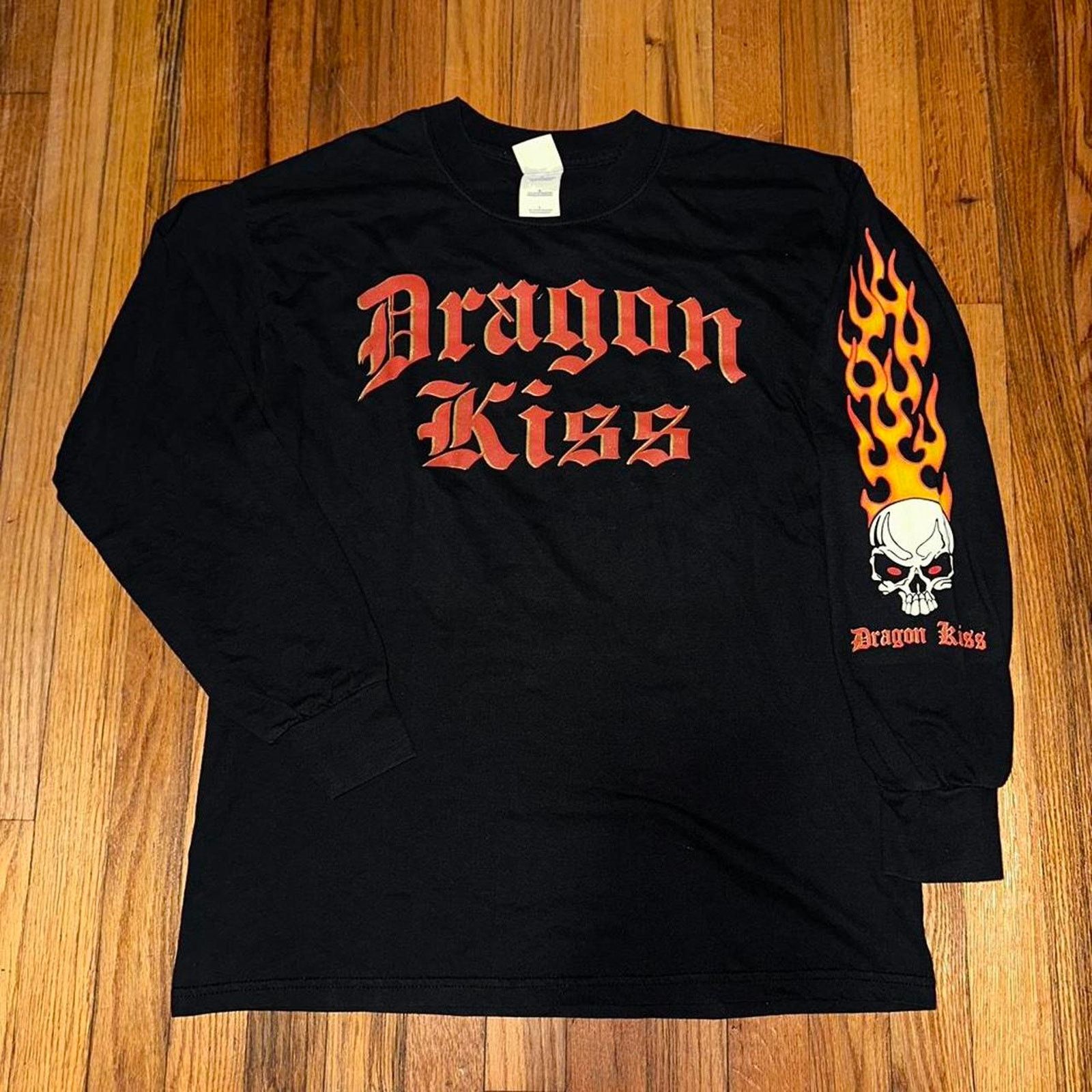 Vintage Vintage Dragon Kiss Flame Skull Long Sleeve Biker Grunge L Size US L / EU 52-54 / 3 - 1 Thumbnail
