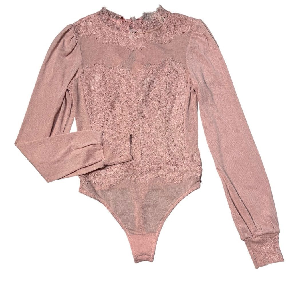 Free People New Free People Sweet Nothings Long Sleeve Peachskin Bodysu Size XS / US 0-2 / IT 36-38 - 3 Thumbnail