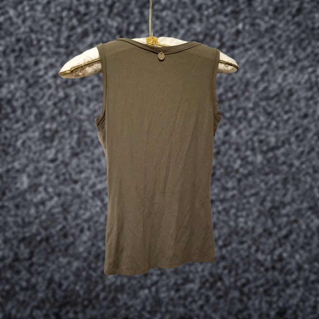 Vintage Siste's Womens Taupe Round Neck Sleeveless Tank Top S/M Solid Italy Made Size S / US 4 / IT 40 - 1 Thumbnail