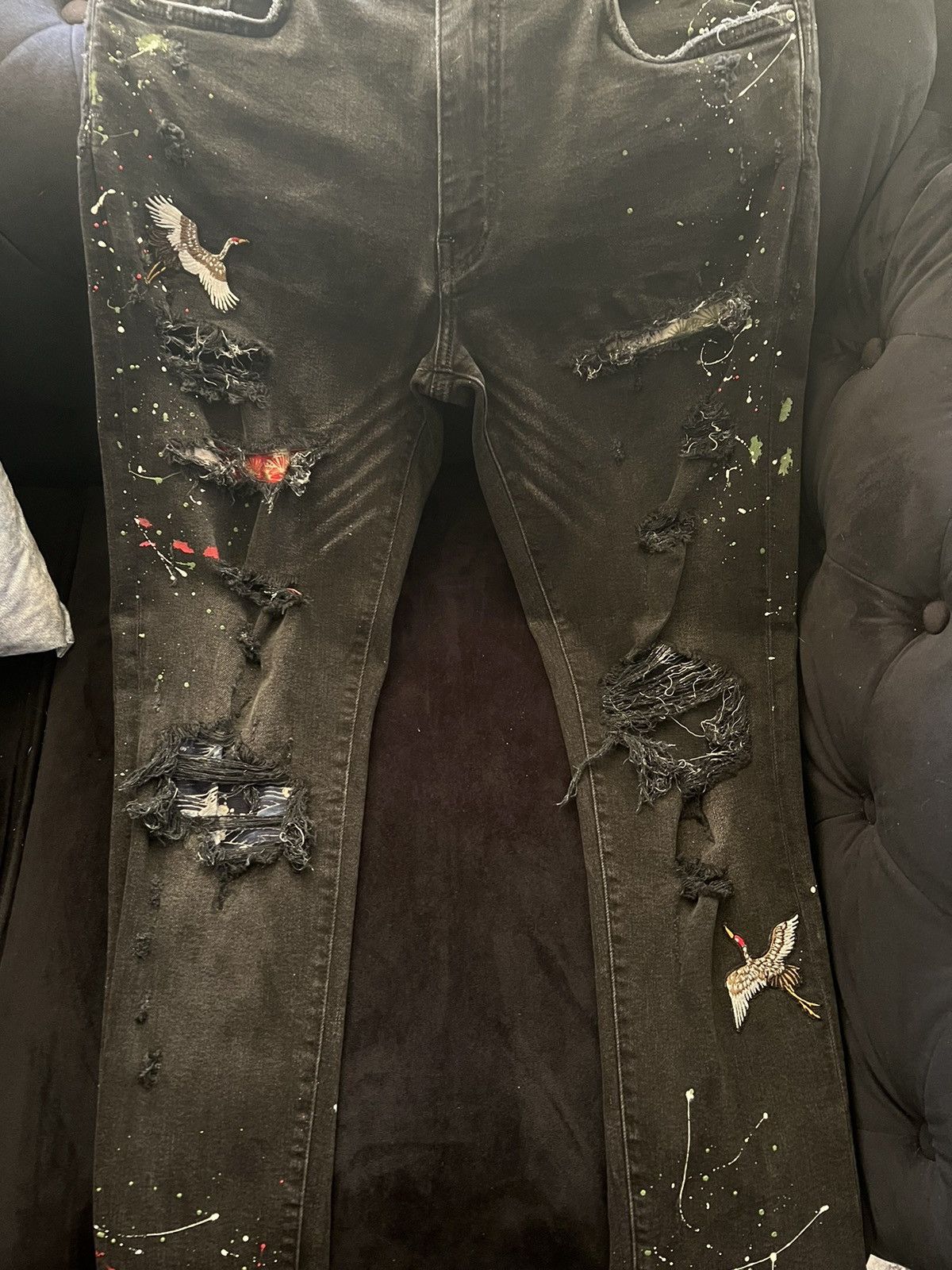 Amiri Amiri Bird Art Patch, Paint Splatter Denim Size US 34 / EU 50 - 7 Thumbnail